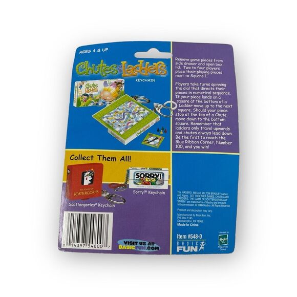 Chutes & Ladders Game Keychain Key Miniature Board 2005 Hasbro Basic Fun New - Picture 2 of 3